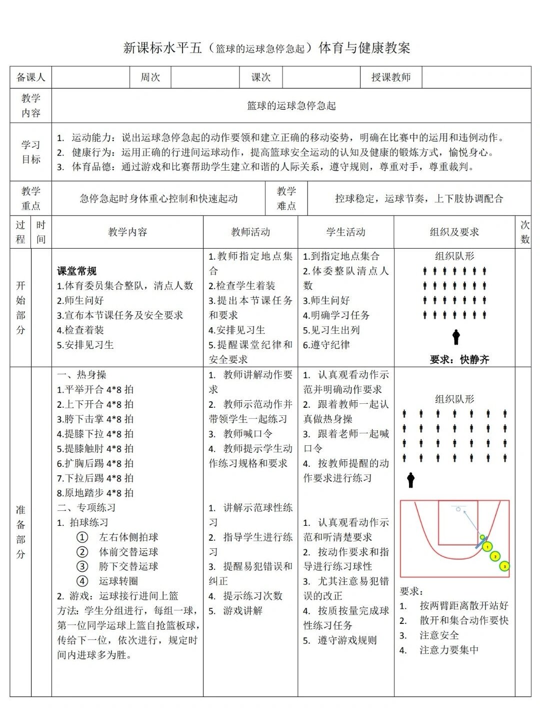 篮球教学与训练内容